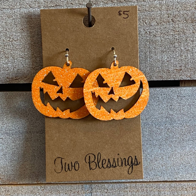 Two Blessings Earrings - Glitter Pumpkins