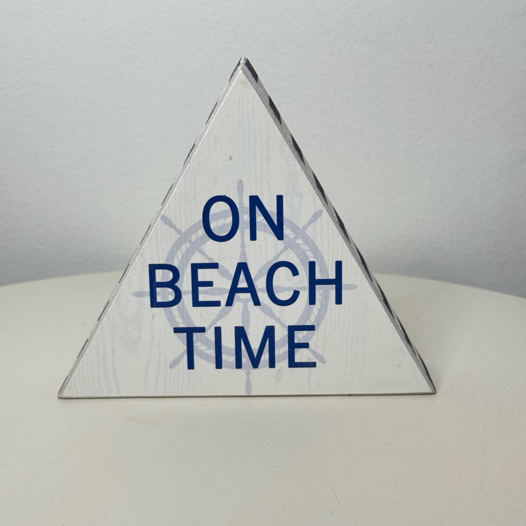 On Beach Time Block Sign