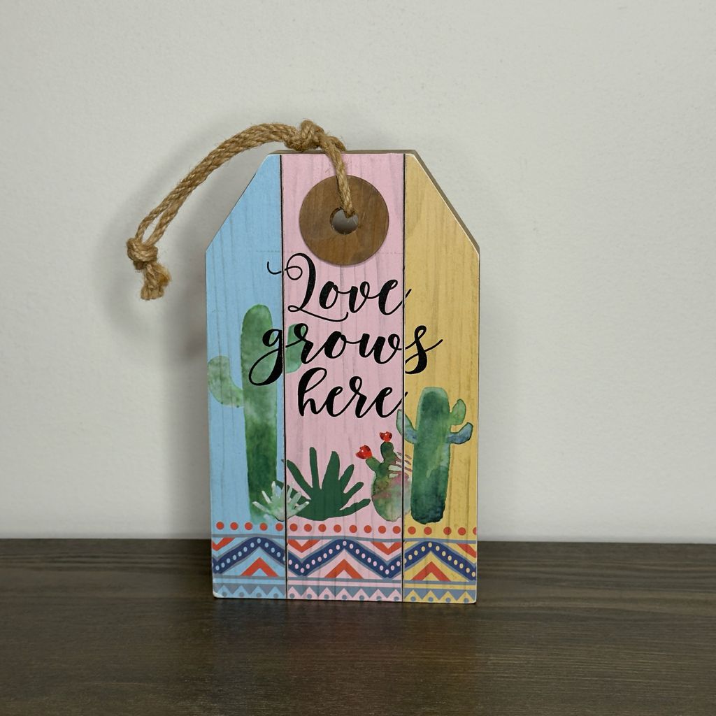 Love Grows Here Hanging Box Sign