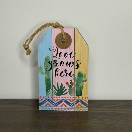 Love Grows Here Hanging Box Sign
