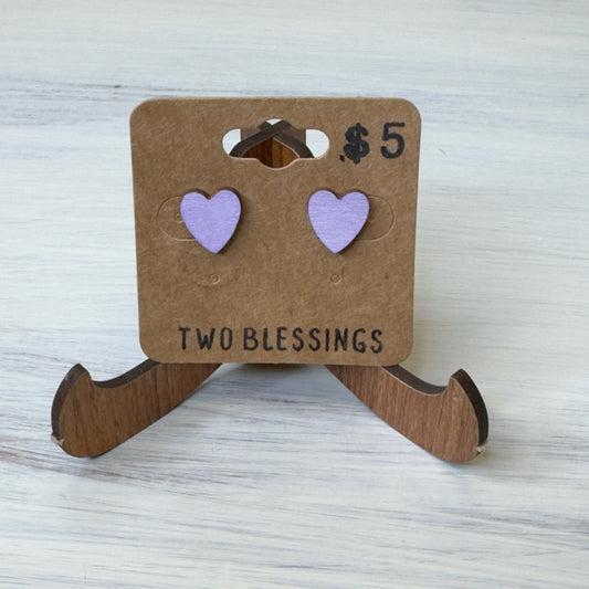 Two Blessings Earrings - Wood Earrings - Lavender