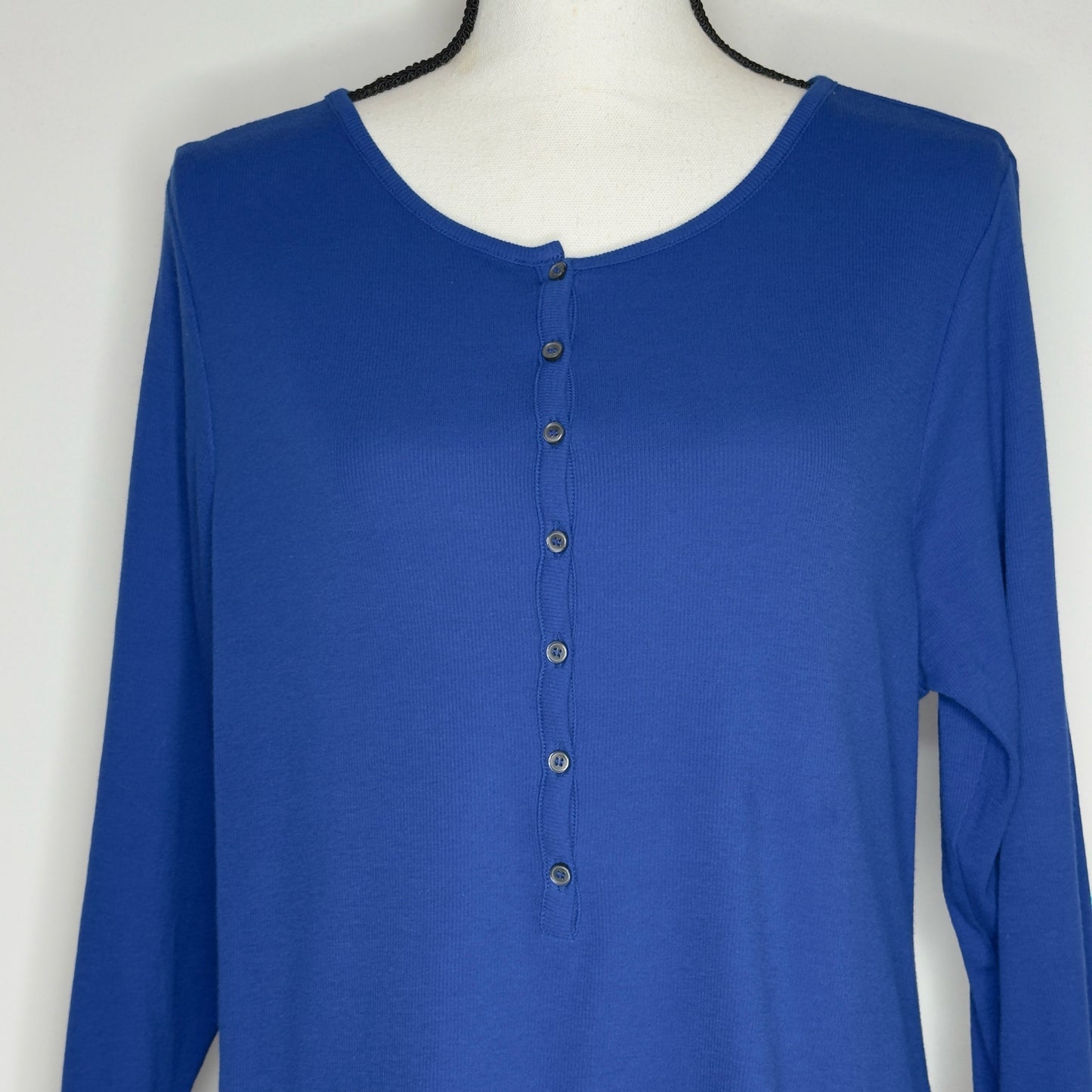 Chico's Ribbed Knit Henley Top - Size Large