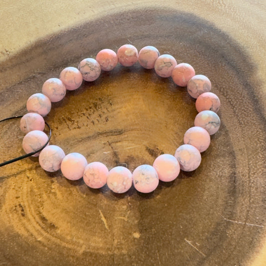 Inga Ann's Pink Splatter Beaded Bracelet