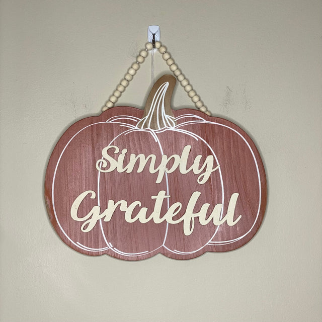 Simply Grateful Pumpkin Sign