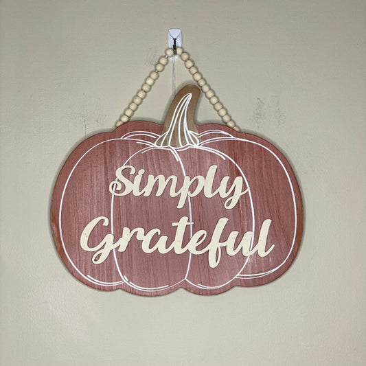 Simply Grateful Pumpkin Sign