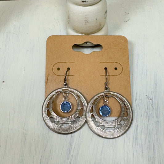 Blue Crystal Dangle Earrings