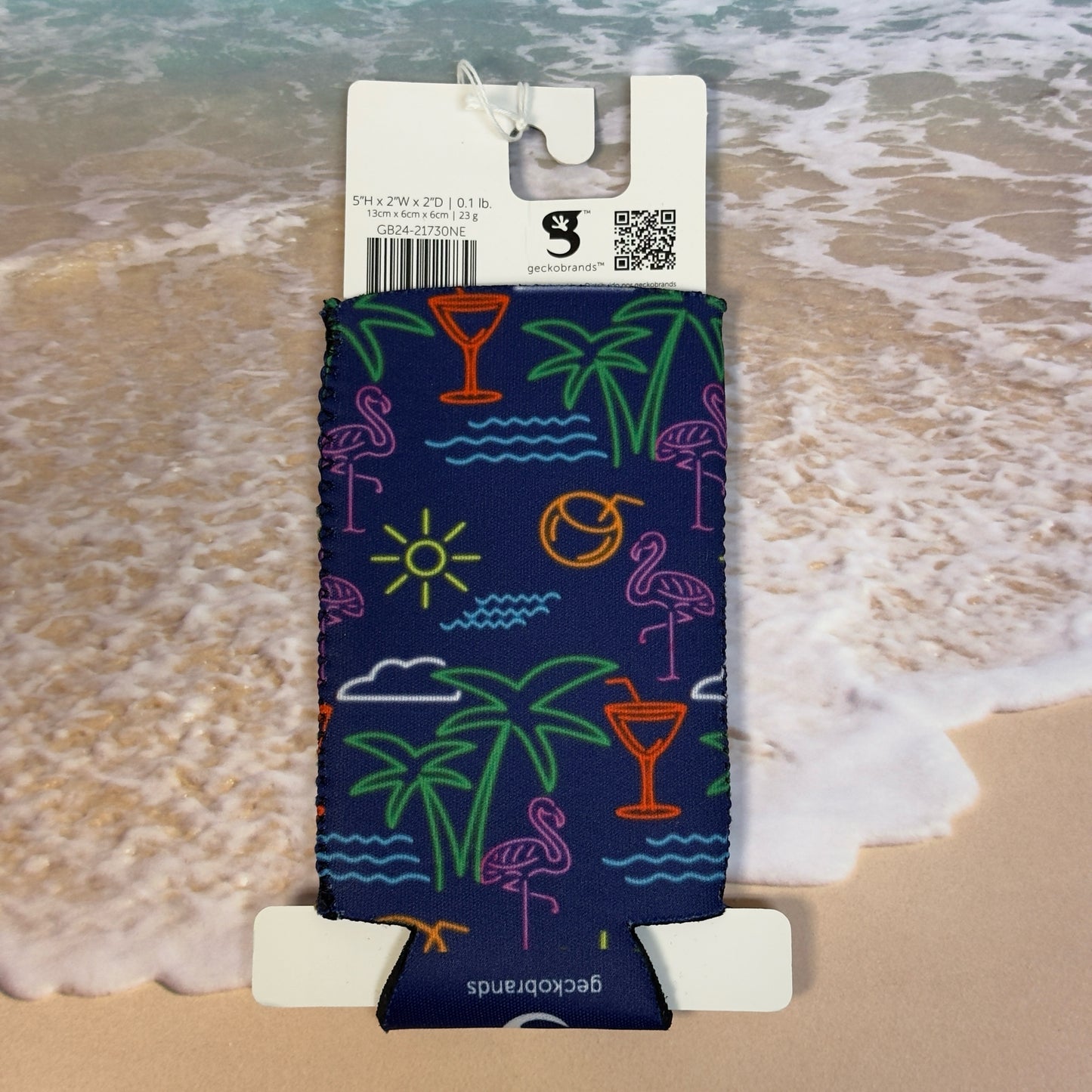 GeckoBrands Slim Can & Bottle Coozie - Neon Tropical Print