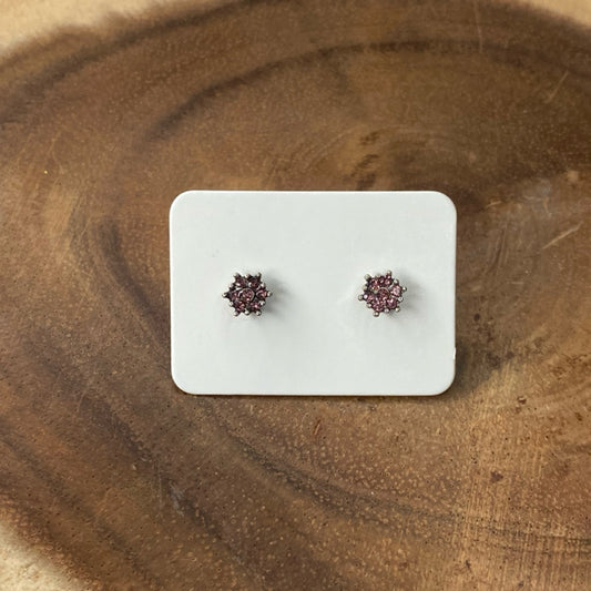 Purple Rhinestone Cluster Earrings