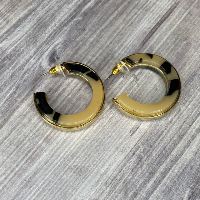 Black & Beige Hoop Earrings