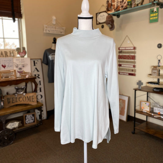 Chico's Pima Cotton Mock Neck Tunic Top - Size Large