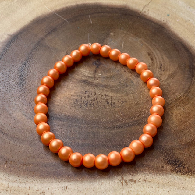 Inga Ann's Beaded Bracelet - Bright Orange Pearlescent