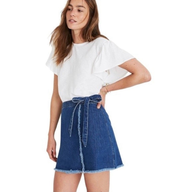 Madewell Raw-Hem Mini Wrap Skirt - Size 2