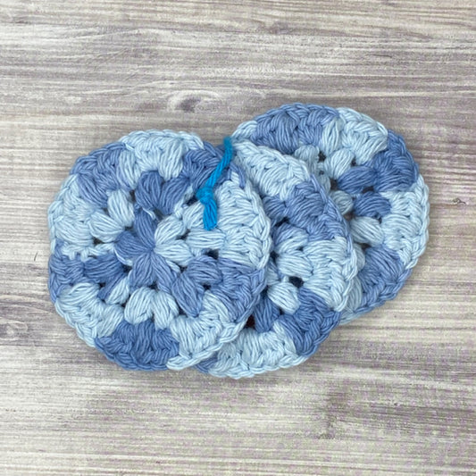 3 Cotton Face Scrubbies - Shades of Blue