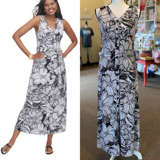 Talbots Jersey Knit Tropical Print Dress w/Sash Belt - Size Small