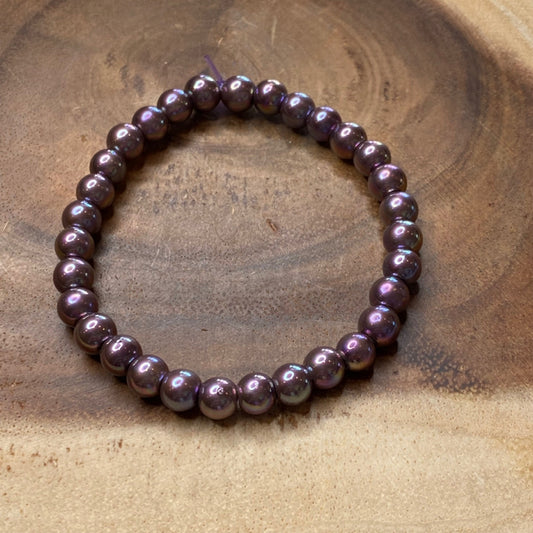 Inga Ann's Beaded Bracelet - Gray AB Coated - 6mm