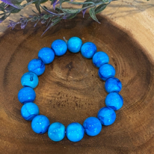 Inga Ann's Tonal Blue Splatter Beaded Bracelet