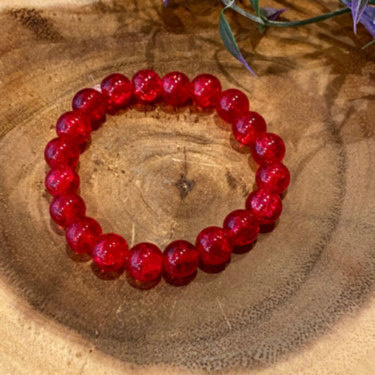 Inga Ann's Beaded Bracelet - Red Crackled