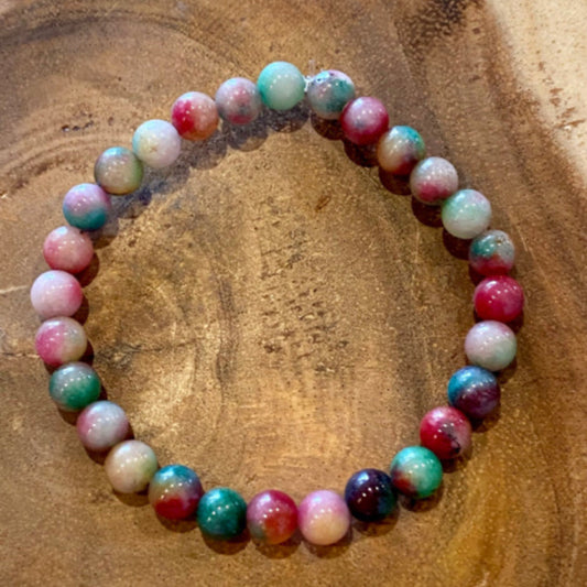 Inga Ann's Multicolor Dyed Jade Beaded Bracelet