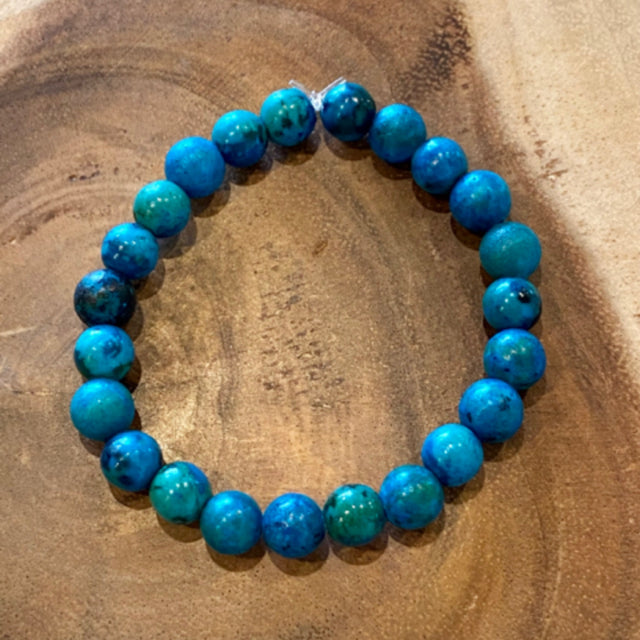 Inga Ann's Dyed Aqua Reconstituted Stone Beaded Bracelet