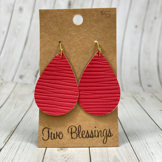 Two Blessings Earrings - Textured Red
