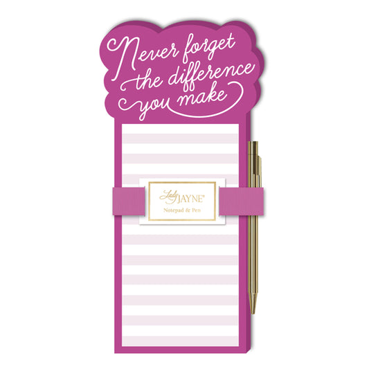 Never Forget The Difference You Make List Pad With Pen