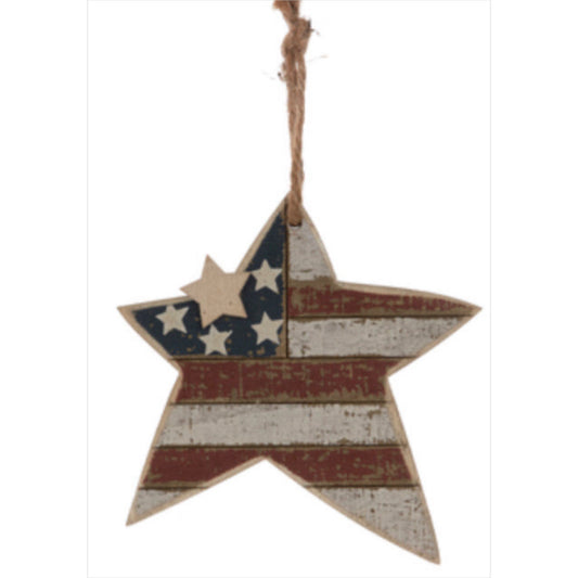 Primitive Red, White & Blue Hanging Star
