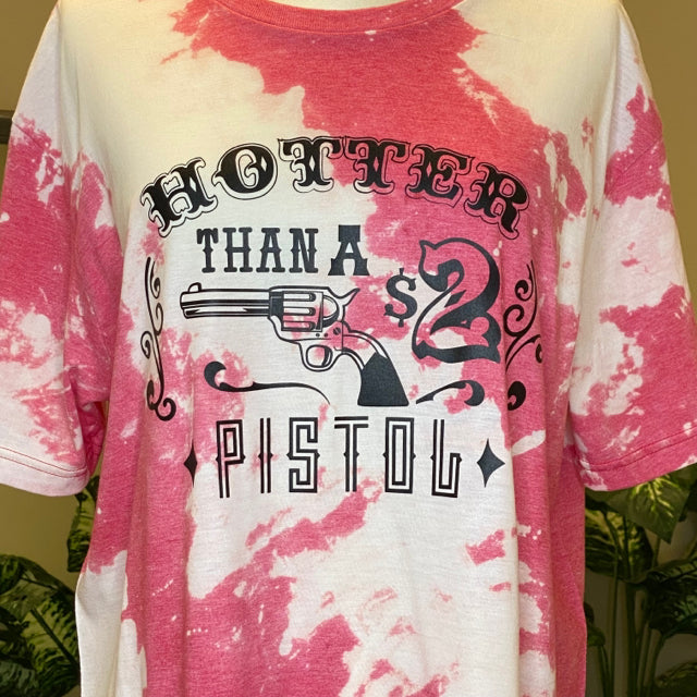 Hotter Than A $2 Pistol Bleached Tee - Size Large