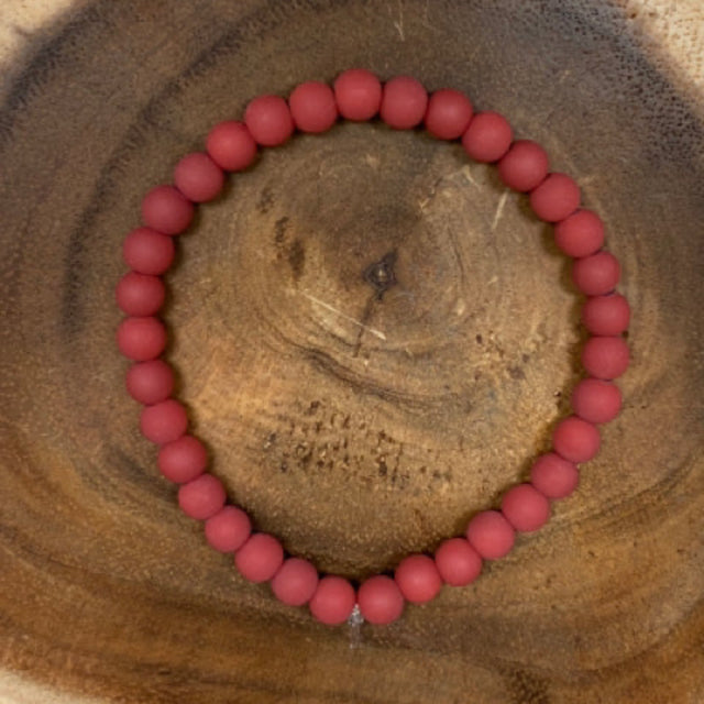 Inga Ann's Matte Dark Red Beaded Bracelet - 6mm Beads
