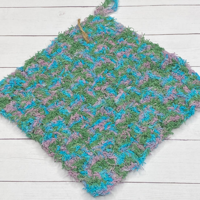 Crochet Scrubby Cloth - Green, Pink & Turquoise