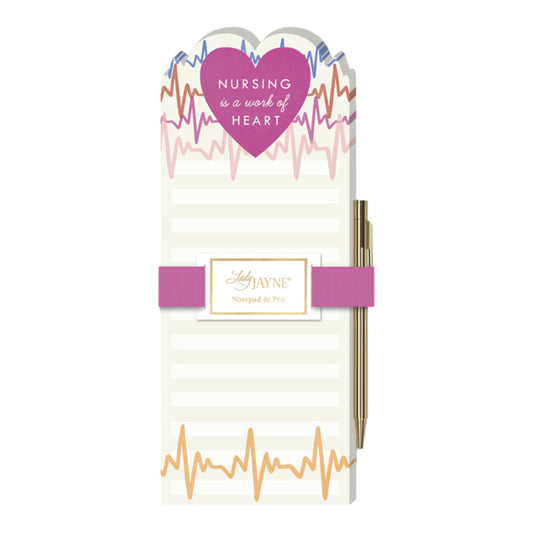 Nursing Is A Work Of Heart Die-Cut Notepad w/Pen