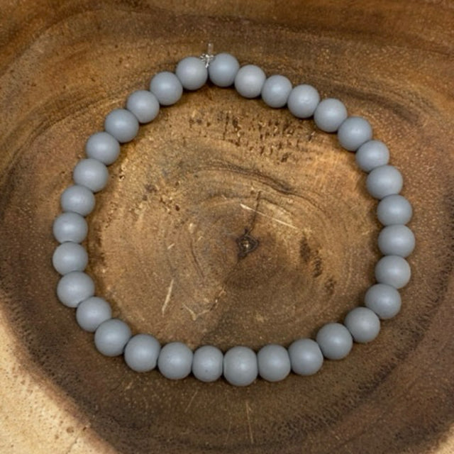 Inga Ann's Matte Gray Beaded Bracelet - 6mm Beads