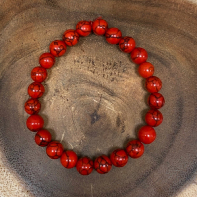 Inga Ann's Beaded Bracelet - Red Howlite