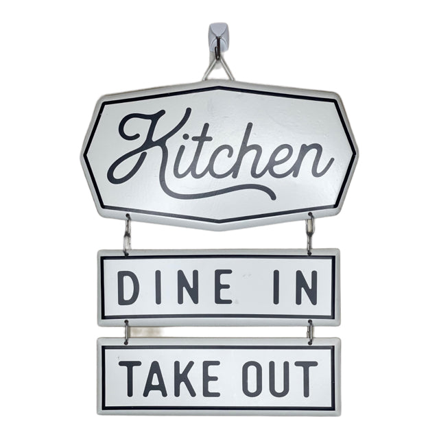 Kitchen Dine In Take Out Metal Sign