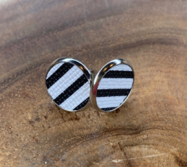 Two Blessings Earrings - Black & White Stripe