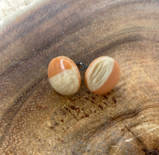 Two Blessings Earrings - Wood & Tan