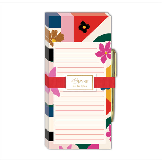 Geo Floral Magnetic List Pad With Pen