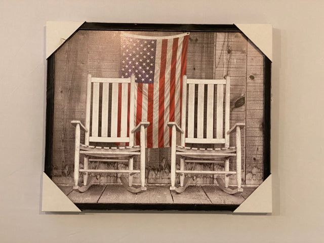 American Flag w/2 Rocking Chairs Sign