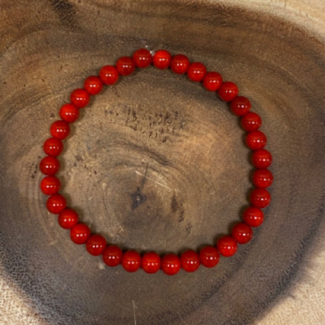 Inga Ann's Dark Red Glass Beaded Bracelet - 6mm Beads