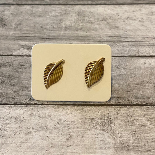Gold Tone Leaf Earrings