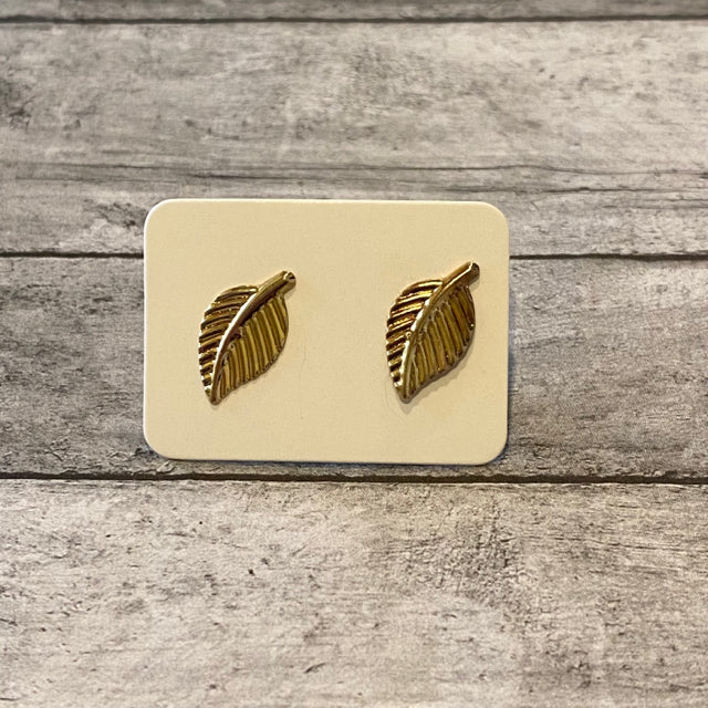 Gold Tone Leaf Earrings