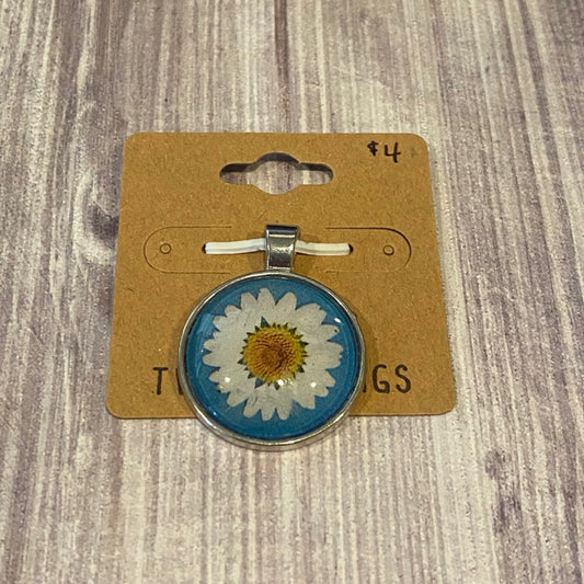 Two Blessings Necklace Charm - White Sunflower