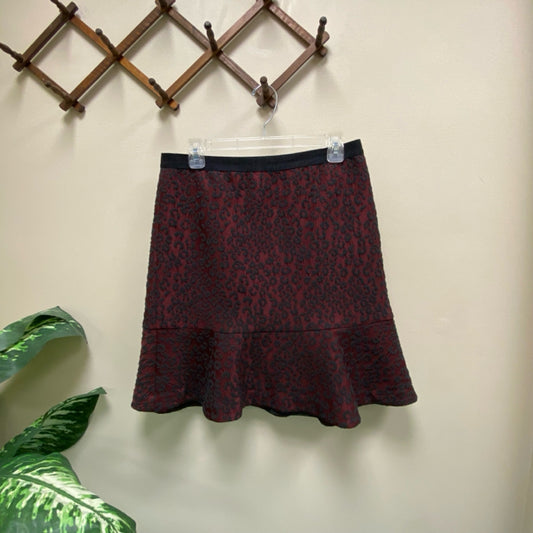 Ann Taylor Leopard Jacquard Flounce Skirt - Size 8