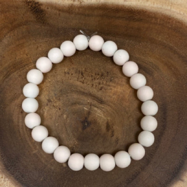 Inga Ann's Matte Ivory Beaded Bracelet - 8mm Beads