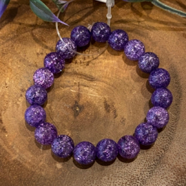 Inga Ann's Purple Crackled Quartz Beaded Bracelet