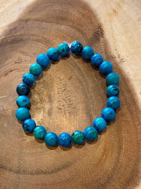 Inga Ann's Dyed Aqua Reconstituted Stone Beaded Bracelet