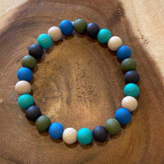 Inga Ann's Brown, Blue & Green Beaded Bracelet