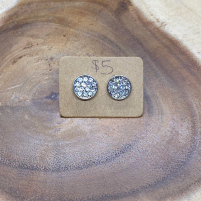 Round Cubic Zirconia Cluster Post Earrings