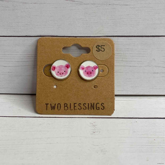 Two Blessings - Pig Print Post Earrings