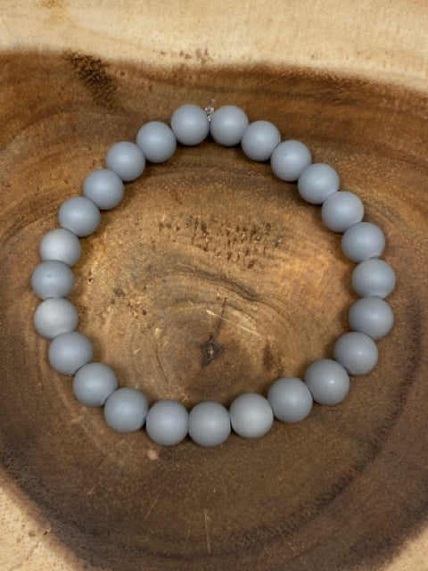Inga Ann's Matte Gray Beaded Bracelet - 8mm Beads