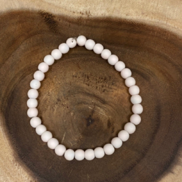 Inga Ann's Matte Ivory Beaded Bracelet - 6mm Beads